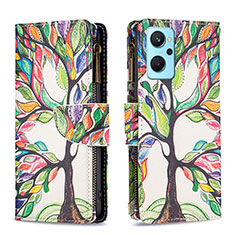 Leather Case Stands Fashionable Pattern Flip Cover Holder B04F for Oppo K10 4G Green