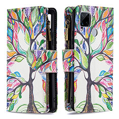 Leather Case Stands Fashionable Pattern Flip Cover Holder B04F for Realme 7i RMX2193 Green