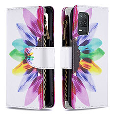 Leather Case Stands Fashionable Pattern Flip Cover Holder B04F for Realme 9 5G India Mixed