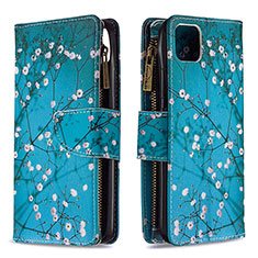 Leather Case Stands Fashionable Pattern Flip Cover Holder B04F for Realme C11 (2021) Cyan