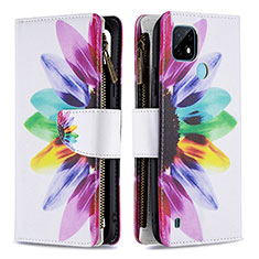 Leather Case Stands Fashionable Pattern Flip Cover Holder B04F for Realme C21 Mixed