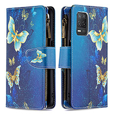 Leather Case Stands Fashionable Pattern Flip Cover Holder B04F for Realme Narzo 30 5G Blue