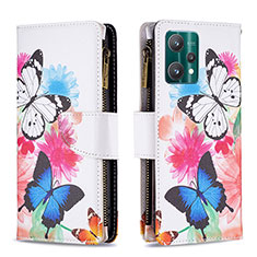 Leather Case Stands Fashionable Pattern Flip Cover Holder B04F for Realme Q5 5G Colorful