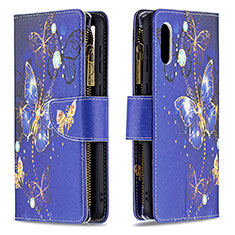 Leather Case Stands Fashionable Pattern Flip Cover Holder B04F for Samsung Galaxy A02 Navy Blue