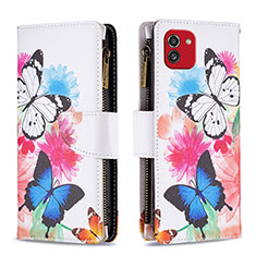 Leather Case Stands Fashionable Pattern Flip Cover Holder B04F for Samsung Galaxy A03 Colorful