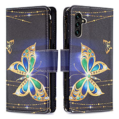 Leather Case Stands Fashionable Pattern Flip Cover Holder B04F for Samsung Galaxy A04s Black