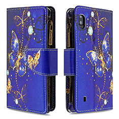 Leather Case Stands Fashionable Pattern Flip Cover Holder B04F for Samsung Galaxy A10 Navy Blue