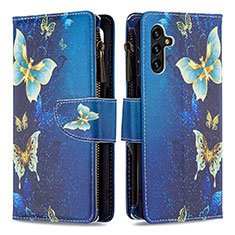 Leather Case Stands Fashionable Pattern Flip Cover Holder B04F for Samsung Galaxy A13 5G Blue