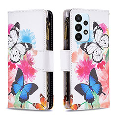 Leather Case Stands Fashionable Pattern Flip Cover Holder B04F for Samsung Galaxy A23 4G Colorful