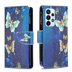 Leather Case Stands Fashionable Pattern Flip Cover Holder B04F for Samsung Galaxy A23 5G Blue