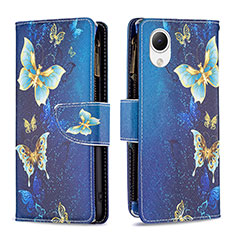 Leather Case Stands Fashionable Pattern Flip Cover Holder B04F for Samsung Galaxy A23 5G SC-56C Blue