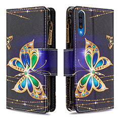 Leather Case Stands Fashionable Pattern Flip Cover Holder B04F for Samsung Galaxy A30S Black