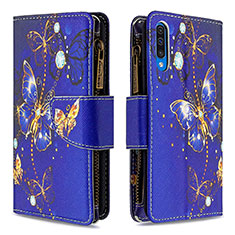 Leather Case Stands Fashionable Pattern Flip Cover Holder B04F for Samsung Galaxy A30S Navy Blue