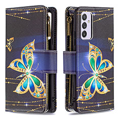 Leather Case Stands Fashionable Pattern Flip Cover Holder B04F for Samsung Galaxy A34 5G Black