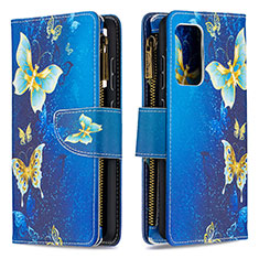 Leather Case Stands Fashionable Pattern Flip Cover Holder B04F for Samsung Galaxy A52 4G Blue