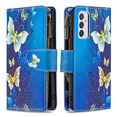 Leather Case Stands Fashionable Pattern Flip Cover Holder B04F for Samsung Galaxy A54 5G Blue