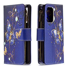 Leather Case Stands Fashionable Pattern Flip Cover Holder B04F for Samsung Galaxy A72 5G Navy Blue