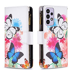 Leather Case Stands Fashionable Pattern Flip Cover Holder B04F for Samsung Galaxy A73 5G Colorful