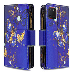 Leather Case Stands Fashionable Pattern Flip Cover Holder B04F for Samsung Galaxy A81 Navy Blue