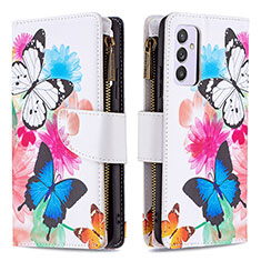 Leather Case Stands Fashionable Pattern Flip Cover Holder B04F for Samsung Galaxy A82 5G Colorful