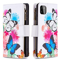 Leather Case Stands Fashionable Pattern Flip Cover Holder B04F for Samsung Galaxy F42 5G Colorful