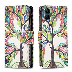 Leather Case Stands Fashionable Pattern Flip Cover Holder B04F for Samsung Galaxy M04 Green