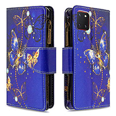 Leather Case Stands Fashionable Pattern Flip Cover Holder B04F for Samsung Galaxy Note 10 Lite Navy Blue