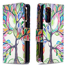 Leather Case Stands Fashionable Pattern Flip Cover Holder B04F for Samsung Galaxy S20 FE 4G Green