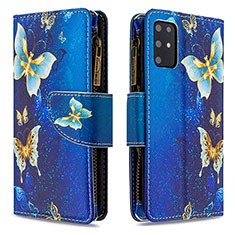 Leather Case Stands Fashionable Pattern Flip Cover Holder B04F for Samsung Galaxy S20 Plus Blue