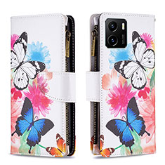 Leather Case Stands Fashionable Pattern Flip Cover Holder B04F for Vivo Y01A Colorful