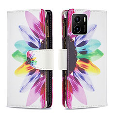 Leather Case Stands Fashionable Pattern Flip Cover Holder B04F for Vivo Y01A Mixed