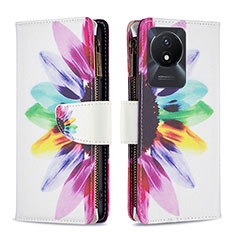 Leather Case Stands Fashionable Pattern Flip Cover Holder B04F for Vivo Y02A Mixed