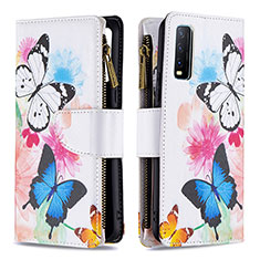 Leather Case Stands Fashionable Pattern Flip Cover Holder B04F for Vivo Y12G Colorful