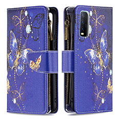 Leather Case Stands Fashionable Pattern Flip Cover Holder B04F for Vivo Y12G Navy Blue