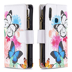 Leather Case Stands Fashionable Pattern Flip Cover Holder B04F for Vivo Y15 Colorful