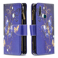 Leather Case Stands Fashionable Pattern Flip Cover Holder B04F for Vivo Y3 Navy Blue