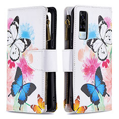 Leather Case Stands Fashionable Pattern Flip Cover Holder B04F for Vivo Y31 (2021) Colorful