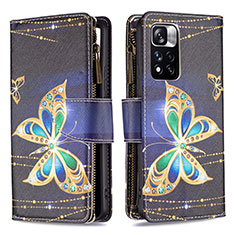 Leather Case Stands Fashionable Pattern Flip Cover Holder B04F for Xiaomi Mi 11i 5G (2022) Black