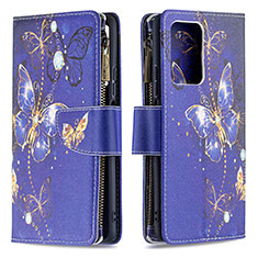 Leather Case Stands Fashionable Pattern Flip Cover Holder B04F for Xiaomi Mi 11T 5G Navy Blue