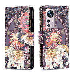 Leather Case Stands Fashionable Pattern Flip Cover Holder B04F for Xiaomi Mi 12X 5G Mixed