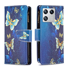 Leather Case Stands Fashionable Pattern Flip Cover Holder B04F for Xiaomi Mi 13 Pro 5G Blue