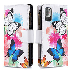 Leather Case Stands Fashionable Pattern Flip Cover Holder B04F for Xiaomi POCO M3 Pro 5G Colorful