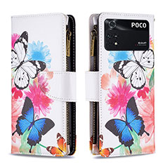 Leather Case Stands Fashionable Pattern Flip Cover Holder B04F for Xiaomi Poco M4 Pro 4G Colorful