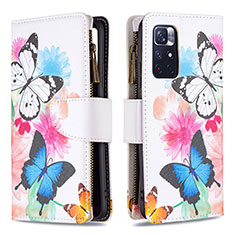 Leather Case Stands Fashionable Pattern Flip Cover Holder B04F for Xiaomi Poco M4 Pro 5G Colorful