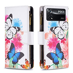 Leather Case Stands Fashionable Pattern Flip Cover Holder B04F for Xiaomi Poco X4 Pro 5G Colorful