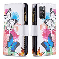 Leather Case Stands Fashionable Pattern Flip Cover Holder B04F for Xiaomi Redmi 10 4G Colorful