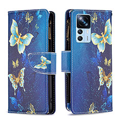 Leather Case Stands Fashionable Pattern Flip Cover Holder B04F for Xiaomi Redmi K50 Ultra 5G Blue