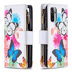 Leather Case Stands Fashionable Pattern Flip Cover Holder B04F for Xiaomi Redmi Note 10 4G Colorful