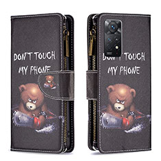 Leather Case Stands Fashionable Pattern Flip Cover Holder B04F for Xiaomi Redmi Note 11 Pro 5G Dark Gray