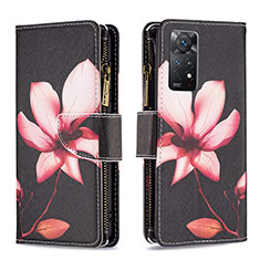 Leather Case Stands Fashionable Pattern Flip Cover Holder B04F for Xiaomi Redmi Note 12 Pro 4G Red